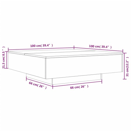 Tavolino Salotto Grigio Cemento 100x100x31 cm Legno Multistrato