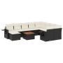 Set Divani da Giardino 11 pz con Cuscini in Polyrattan Nero