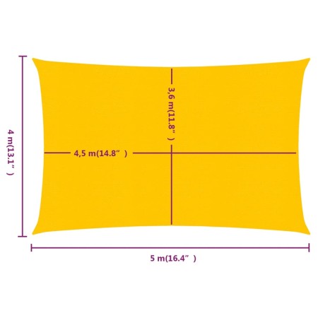 Vela Parasole 160 g/m² Rettangolare Giallo 4x5 m in HDPE