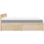 Letto con Cassetti e Materasso 180x200 cm Legno Massello Pino
