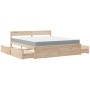 Letto con Cassetti e Materasso 180x200 cm Legno Massello Pino