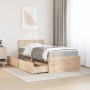 Letto con Cassetti e Materasso 90x200 cm Legno Massello di Pino