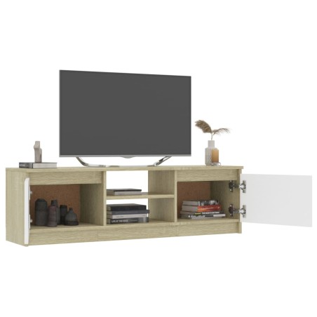 Mobile TV Bianco Rovere Sonoma 120x30x35,5 cm Legno Multistrato