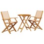 Set da Bistrot 3pz Beige in Tessuto e Legno Massello