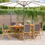 Set Pranzo da Giardino 7 pz Antracite Tessuto e Legno Massello