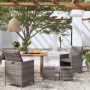 Set Sedie da Giardino con Poggiapiedi 4 pz in Polyrattan Grigio