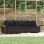 Set Divani da Giardino 4 pz con Cuscini in Polyrattan Nero