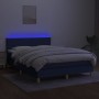 Letto a Molle con Materasso e LED Blu 140x190 cm in Tessuto