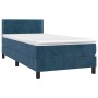 Letto a Molle con Materasso e LED Blu Scuro 90x190cm in Velluto