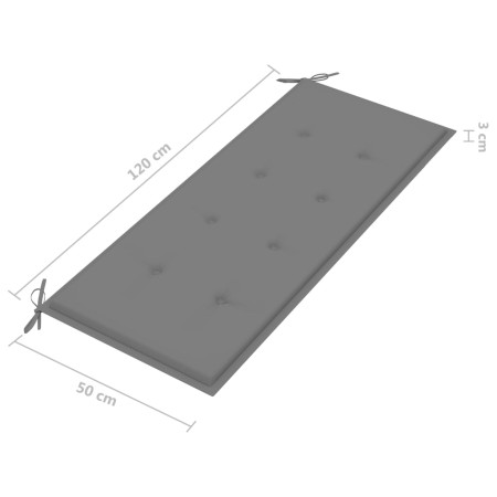 Panca da Giardino 2 Posti con Cuscino 120cm Grigia in Eucalipto