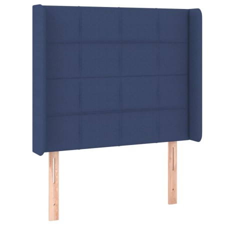 Letto a Molle con Materasso e LED Blu 90x190 cm in Tessuto