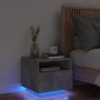 Comodino con Luci LED Grigio Cemento 40x39x37 cm