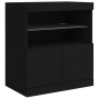 Credenza con Luci LED Nera 142,5x37x67 cm