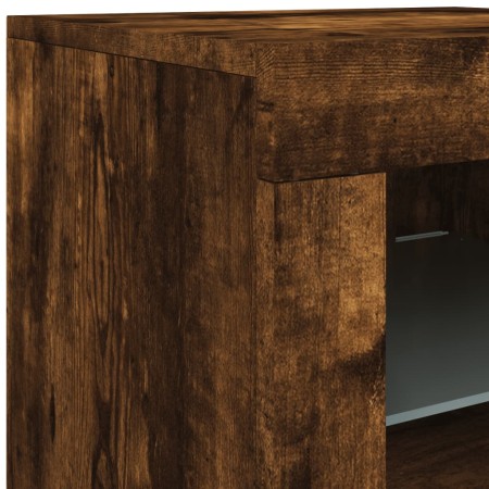 Credenza con Luci LED Rovere Fumo 202x37x67 cm