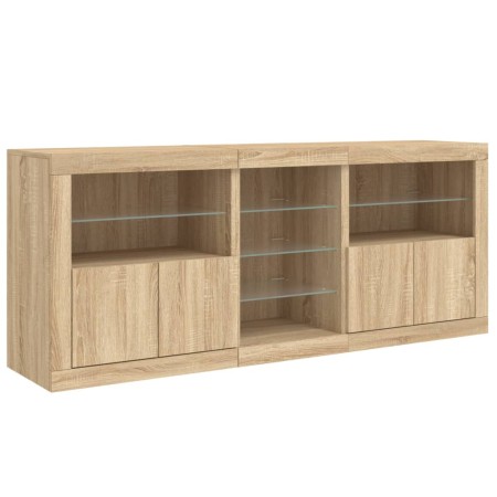 Credenza con Luci LED Rovere Sonoma 181,5x37x67 cm