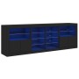 Credenza con Luci LED Nera 202x37x67 cm