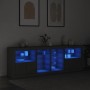 Credenza con Luci LED Nera 202x37x67 cm