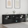 Credenza con Luci LED Nera 202x37x67 cm