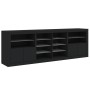 Credenza con Luci LED Nera 202x37x67 cm