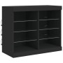 Credenza con Luci LED Nera 202x37x67 cm