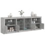 Credenza con Luci LED Grigio Cemento 202x37x67 cm