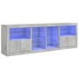 Credenza con Luci LED Grigio Cemento 202x37x67 cm