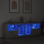 Credenza con Luci LED Grigio Cemento 202x37x67 cm