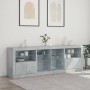 Credenza con Luci LED Grigio Cemento 202x37x67 cm