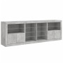 Credenza con Luci LED Grigio Cemento 202x37x67 cm