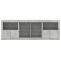 Credenza con Luci LED Grigio Cemento 202x37x67 cm