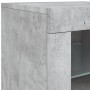 Credenza con Luci LED Grigio Cemento 202x37x67 cm