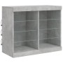 Credenza con Luci LED Grigio Cemento 202x37x67 cm