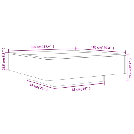 Tavolino da Salotto Bianco 100x100x31 cm in Legno Multistrato