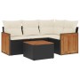 Set Divani da Giardino 5 pz con Cuscini in Polyrattan Nero