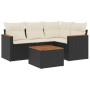 Set Divani da Giardino 5 pz con Cuscini in Polyrattan Nero