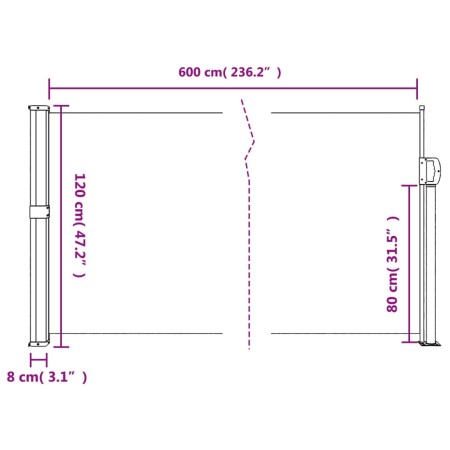 Tenda da Sole Laterale Retrattile Terracotta 120x600 cm