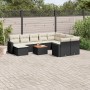 Set Divani da Giardino 11 pz con Cuscini in Polyrattan Nero