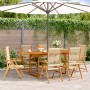 Set Pranzo da Giardino 7 pz Beige Polipropilene/ Legno Massello