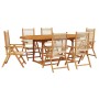 Set Pranzo da Giardino 7 pz Beige Polipropilene/ Legno Massello