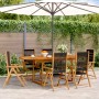 Set Pranzo da Giardino 7 pz Nero Polyrattan e Legno Massello