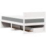 Letto Cassetti e Materasso Bianco 90x200 cm Legno Massello Pino