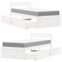 Letto Cassetti e Materasso Bianco 90x200 cm Legno Massello Pino
