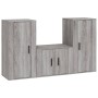 Set Mobili Porta TV 3 pz Grigio Sonoma in Legno Multistrato