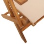 Sedie da Giardino Pieghevoli 6pz Beige Tessuto e Legno Massello