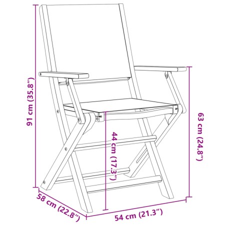 Sedie da Giardino Pieghevoli 6pz Beige Tessuto e Legno Massello