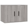 Set Mobili Porta TV 3 pz Grigio Sonoma in Legno Multistrato