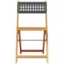 Sedie Giardino Pieghevoli 4pz Nere Polyrattan e Legno Massello