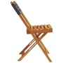 Sedie Giardino Pieghevoli 4pz Nere Polyrattan e Legno Massello