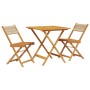 Set da Bistrot 3pz Beige in Polipropilene e Legno Massello