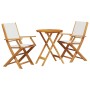 Set da Bistrot 3pz Bianco Crema in Tessuto e Legno Massello